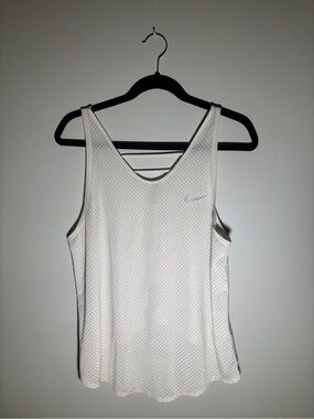Nike Dri-FIT White Mesh Open Back Workout Tank Top